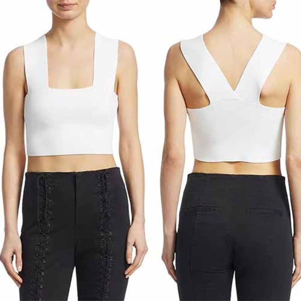 A.L.C. Lia Rib Knit Crop Top - White